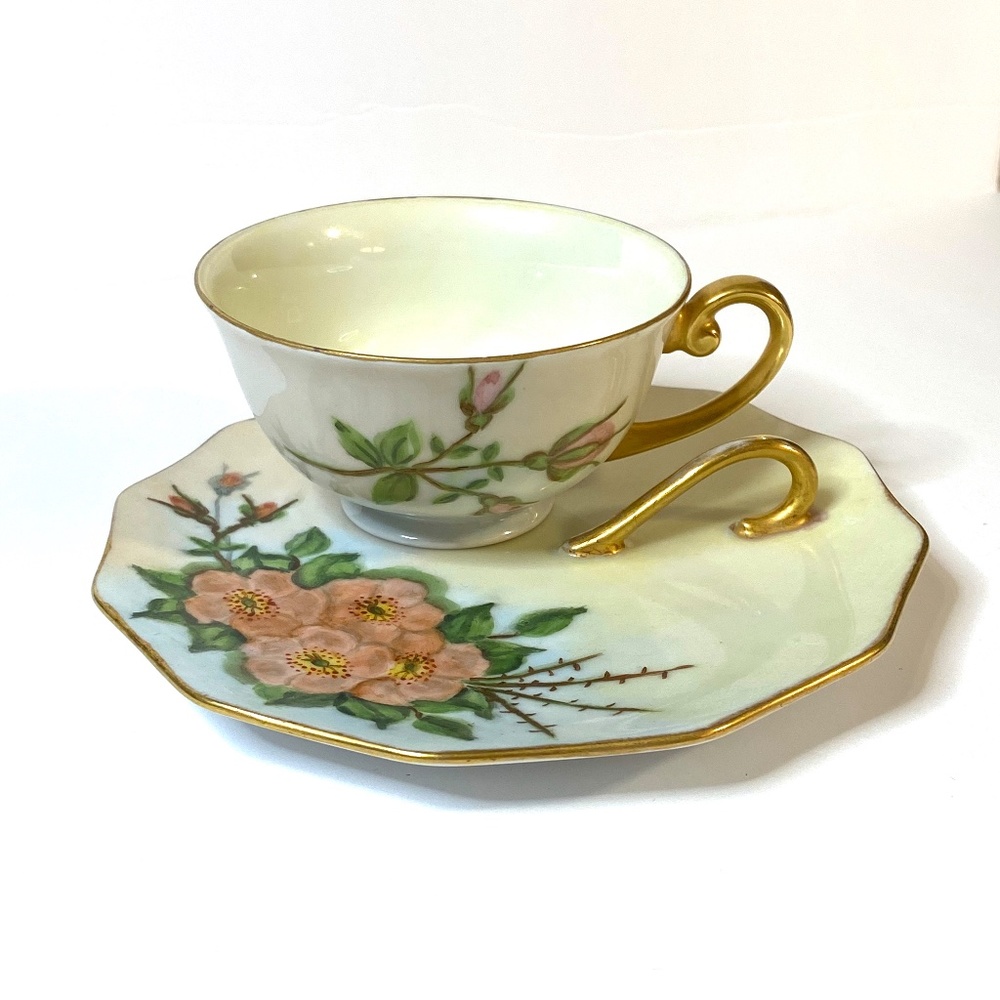 Vintage‎ Hand-painted Teacup & Dish, Signed